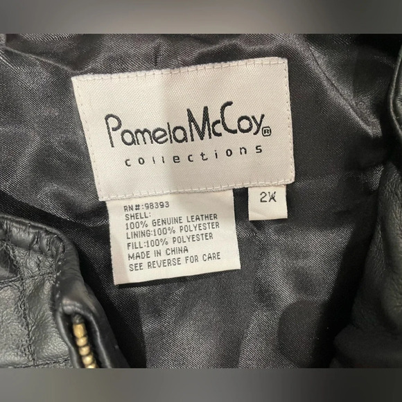 NWOT Pamela McCoy black quilted leather jacket. Size 2x. - Picture 15 of 16
